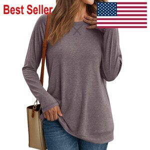 Long Sleeve Crewneck Top Loose Fit Casual Work Wear Chic Oversized